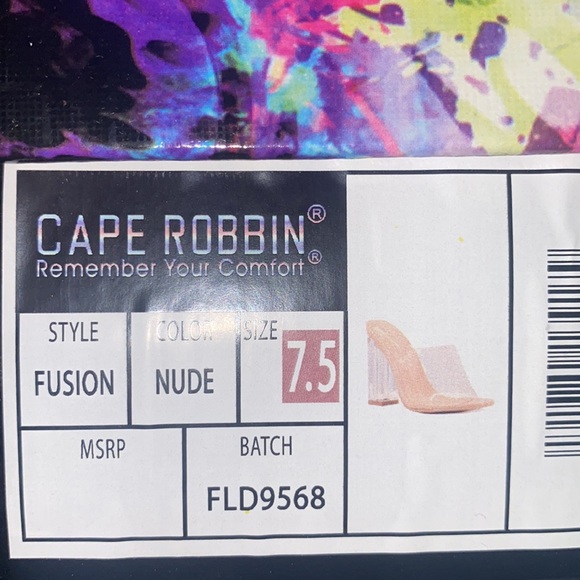 Womens Clear Block High Heel Slip On Slide Mule Open Toe Sandal - Picture 4 of 4